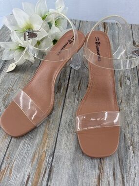 Women’s Lucite Clear Heel Sandals Shoes Size 11
